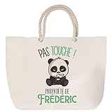 Planetee Sac de plage Frédéric Pas Touche Panda – Cadeau Anniversaire Noël – Grand Sac de Transport, Sport – Coton et anse corde