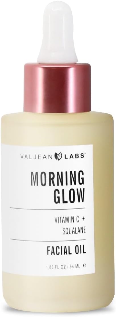 VALJEAN LABS Morning Glow Facial Oil, Vitamin C & Squalane, All Skin Types, Hydrating & Brightening, 1.83 Fl Oz