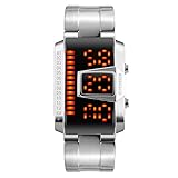LEDスポーツ腕時計バイナリ防水ファッションデジタル腕時計ボーイズメンズ用 – シルバー