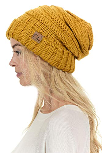 Funky Junque Matching 2 Pack Oversized Beanie & Infinity Scarf - Mustard4