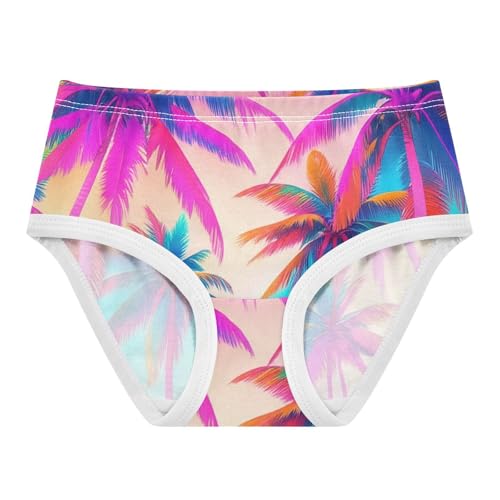 Tropical Colorful Palm Neon Toddler Underwear Custom 2t Cotton Girl Panties Cute Durable Undies Kids Briefs