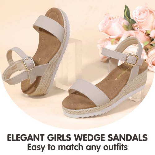 Image of PANDNAINJIA Girls Sandals Wedge Platform Heels Dress Shoes