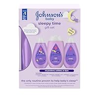 Johnson's Baby Sleepy Time Bedtime Gift Set with Relaxing NaturalCalm Aromas, Bedtime Baby Bath Shampoo, Wash & Lotion, Baby Bedtime Essentials, Hypoallergenic & Paraben-Free, 3 Items