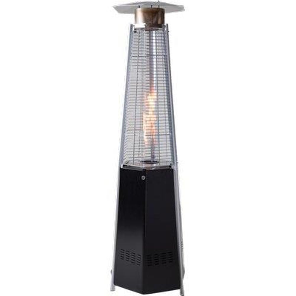 1 PZ STUFA GAS GPL PIRAMIDE ESAGONALE + RUOTE DOMUS NERO KW 5/12 CM 48X48 H.CM 195
