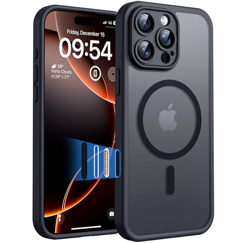 TOCOL for iPhone 16 Pro Case with Camera Control Capture Button, Compatible with Magsafe, Built-in Magnetic Ring, Translucent Matte Phone Case for iPhone 16 Pro 6.3 inch (Key Black) by TOCOL - Used condition - CA$7.11