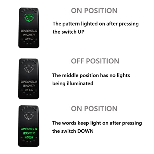 Image of Windshield Wiper Washer Rocker Switch 7 PIN (ON)-Off-ON Toggle Switch for Car Boat Yacht Van Pickup SUV SXS 12V 24V
