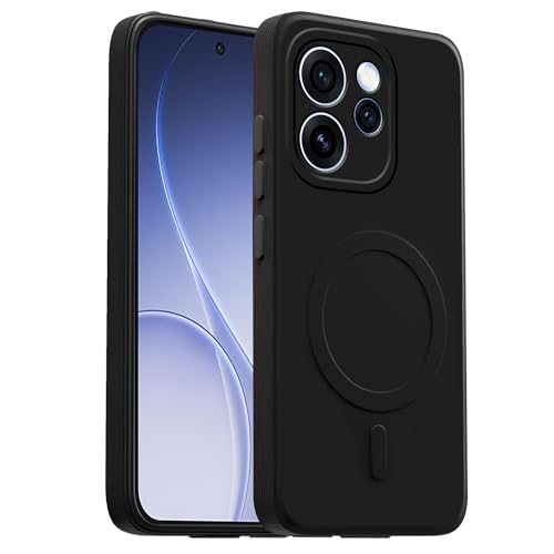 Image of amazon basics Back Cover for Oppo Reno 15 Pro Mini 5G Soft Matte Silicone Mag-Safe Design (Mag-Safe Not Support) Camera Protection | Slim Fit Bumper Cover (Black)
