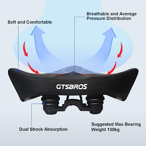 Gtsbros Oversized Bike Seat For Peloton Bike & Bike+,Comfort Wide Bike Seat Cushion For Women Men, Bicycle Saddle Replacement Compatible With Peloton, Spin Bike, Exercise Bike Or Road Bike #TOP2