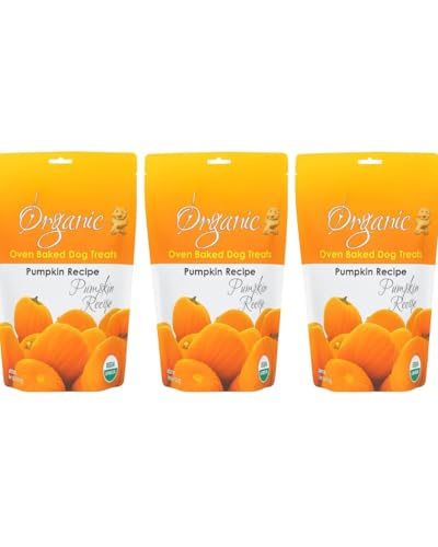 WLR Industries Grandma Lucys Organic Oven-Baked Dog Treats Pumpkin Recipe 14 oz (Pack of 3) | All-Natural GMO-Free Human-Grade Ingredients Crunchy Healthy Snack for Dogs