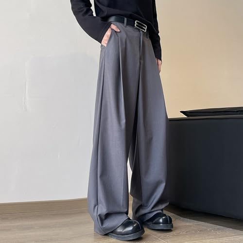 Mens Baggy Pants Wide Leg Pants Men Mens Pleated Dress Pant Business Casual Pant for Men Zipper Fly Pleated Trousers3