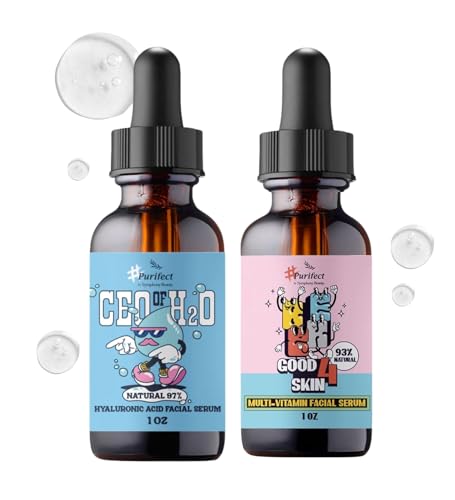 Purifect CEO of H2O Hyaluronic Acid Serum Bundle with Good 4 Skin Multi-Vitamin Facial Serum 30ml each by Symphony Beauty – Hydrates, Nourishes & Promotes Skin Balance – Gift Set (2 Items)