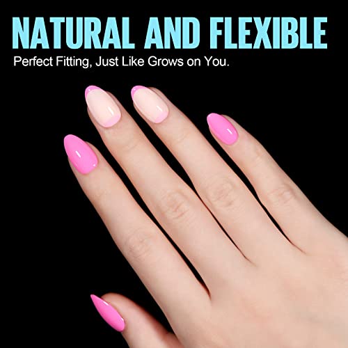 TOMICCA Almond Shaped Short Nail Tips, 192PCS Half Matte Soft Gel, No File Needed- Full Cover False Nails - Image 3