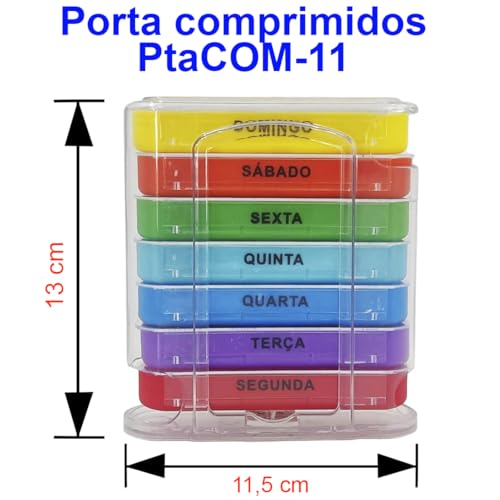 Porta Comprimidos Semanal Caixinha de Remédio Organizador de Medicamento Estojo PilBox Diário Cápsul