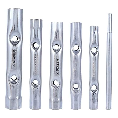 ELIUNG 6Pcs Dual-Ended Wrench 8-17mm, Socket Plumber Back Nut Tap Spark Plug Spanner Set Extended Spark Plug Wrench Set Dual Purpose Hollow Hexagonal Threaded Sleeve Tool Cover