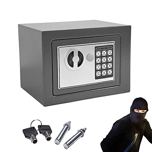 Cassaforte Hotel 4,6L, Piccola Cassetta di Sicurezza Elettronica Digitale con 2 Chiavi di Emergenza, Cassaforte da Armadio, Cassaforte a Muro, per Casa, Ufficio o Viaggi, 23x17x17cm, Grigio