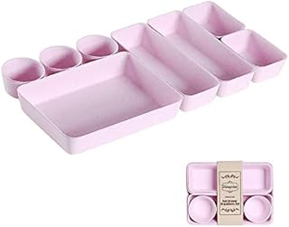 Desk Drawer Organizer Trays, Foldable Felt Drawer Organizers Set, Versatile Cosmetic Makeup Drawer Dividers, Washable Storage Bins Trays for Office Dresser Pink