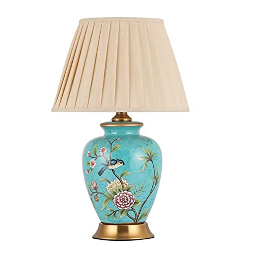 Lampe de table en céramique oiseaux style chinois LED pour chevet et salon