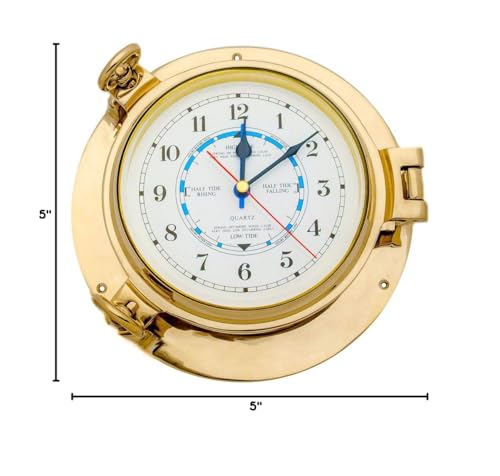 9" Diameter Solid Brass Porthole Tide Clock.Nagina International - Image 7