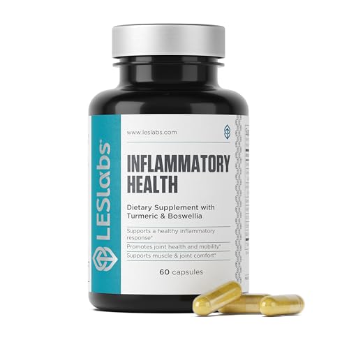 LES Labs Inflammatory Health – Joint Support, Muscle Function & Relaxation, Mobility– Turmeric, Boswellia, Quercetin, Ginger & CoQ10 – Non-GMO Supplement – 60 Capsules