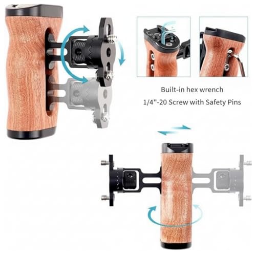 Image of Yantralay Wooden Side Handle Grip with NATO Clamp | Universal Left & Right Handgrip Stabilizer with Cold Shoe for DSLR & Camera Cages | DSLR Accessories