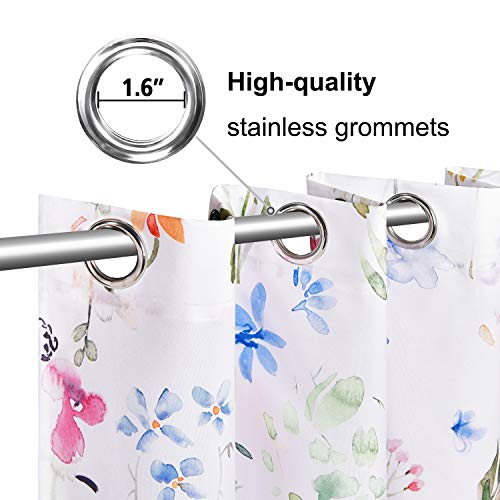 Vertkrea Floral Window Curtain Panels Watercolor Flower Pattern Drapes 63 X 52 Inches Window Curtain Set For Living Room Bedroom Bathroom, 2 Panels Grommet Drapes #TOP2