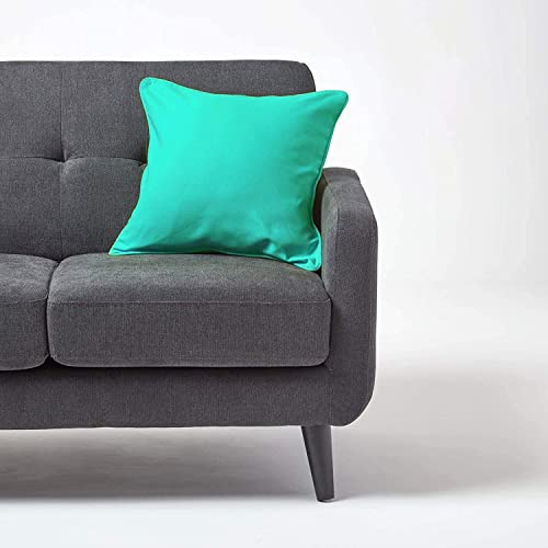 Image of AURAVE Cotton 210 TC Cushion Cover with Concealed Zipper Multi-Usage Sponge Lining, Piped Edges for Soft Living Room Solid Cushion Cases Cover Pack of 1 (12 inchx12 inch Aqua Green)