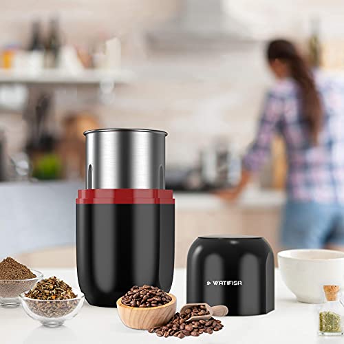 Watifisa Herb Grinder Electric Spice Grinder with Cleaning Brush, Herb Spice Coffee Grinder with Large Capacity - for Herbs, Fine Leaves, Peanuts, Pepper Beans, Mushrooms & Grains (Black) - Image 5
