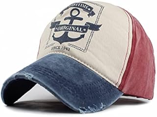 YULOONG Vintage Baseball Cap Washed Denim Fashion Anchor Pattern Outdoor Sun Hat for Men Women 100% Cotton