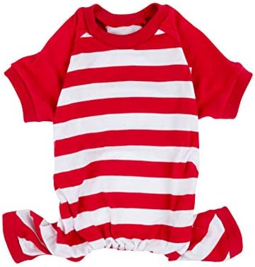 Leveret Matching Dog Pajamas Christmas Pjs 100% Cotton Red/White Stripes Size Small