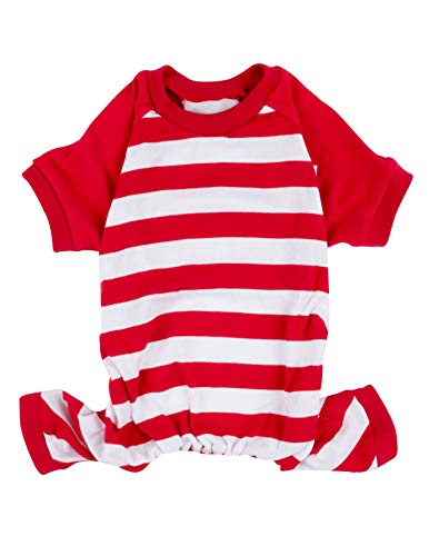 Leveret Matching Dog Pajamas Christmas Pjs 100% Cotton Red/White Stripes Size Small #TOP30
