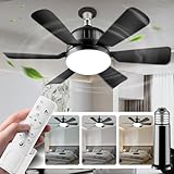 Ventilador de techo con luz, E26/E27 Ventiladores de Techo con Control Remoto,Luz de Ventilador de techo,3000K-6500K/brillo...
