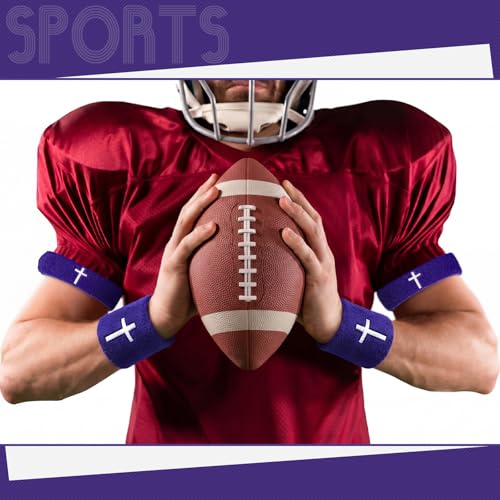 Image of Soulchen 4 pcs Cross Bicep Bands Wrist Bands Christian Arm Sweat Wristbands Absorbent Armband for Men Women Football Baseball Players Sports Activities Supplies