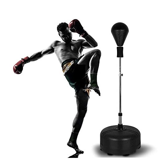 Freestanding Punching Ball Speed Bag, Height Adjustable Reflex Cobra Boxing Bag for Adult and Kids Fitness Boxing Training -Black