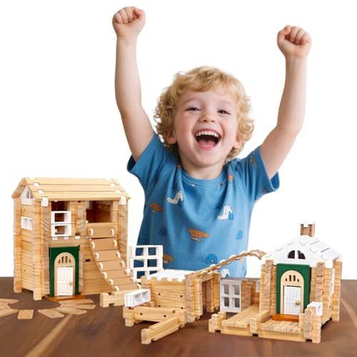 Jovi-mindly Bauklötze Set Holzspielzeug (107 Teile) mit Aufbewahrungstasche Pädagogische Klassische Holzklötze für Kleinkinder ab 3 Jahren für Jungen und Mädchen FSC-Zertifiziert