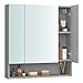 Produktbild VASAGLE Badezimmerschrank mit 3 Türen, Spiegelschrank, Badschrank, offenes Fach, verstellbare Ablagen, 16,5 x 70 x 75 cm, Taubengrau BBK129G01