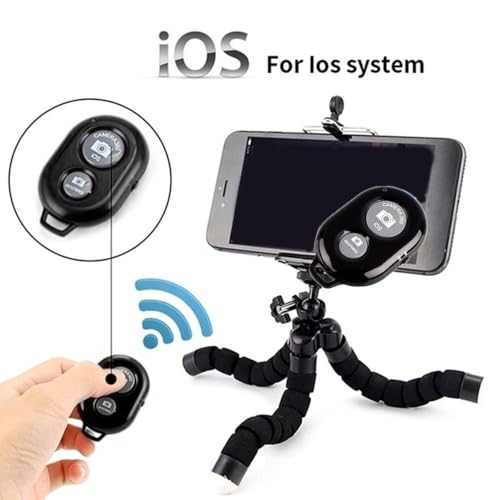 Image of skysia Bluetooth Remote for Mobile Wireless Camera Shutter Button | Photo Clicker Remote for Selfie Stick, Tripod & Vlogging | Compatible with iPhone, Android Smartphones & Tablets, Black (Pack of 2)
