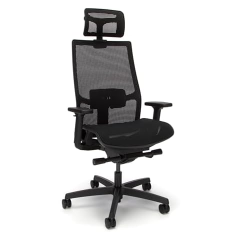 HON Ignition 2.0 Ergonomic Office Chair with Headrest - High Back Mesh Office Chair, Adjustable Lumbar Support, Armrests, Synchro-Tilt Recline - Home Office Desk Chair Comfortable for Long Hours Cover