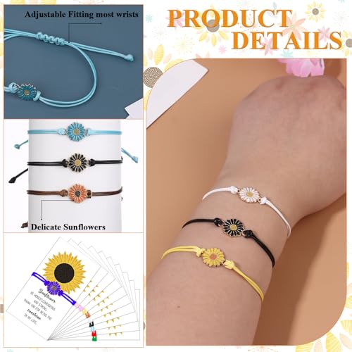 50 Set Sunflower Thank You Gift For Colleagues Employee Appreciation Gifts Sunflower Bracelets Inspirational Gifts with Motivational Sunflower Thank You Cards for Women Teacher Coworker Nurse3