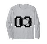 numero 03 annata 2003 compleanno look college maglia a manica
