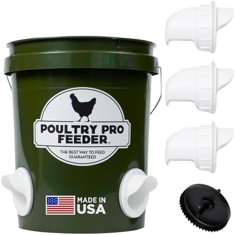 The Original Poultry Pro DIY Chicken Feeder | 3 Ports Poultry Fee...