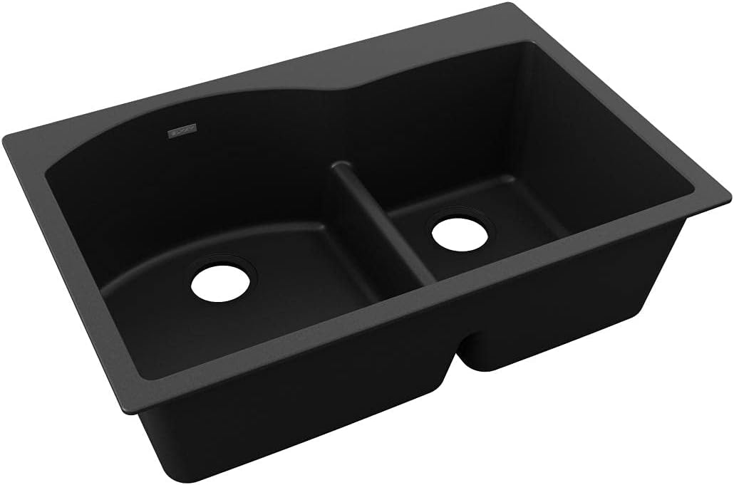 🛒 Flаѕh Sаlе Elkay Quartz Classic ELGH3322RBK0 Black Offset 60/40 Double Bowl Top Mount Sink
