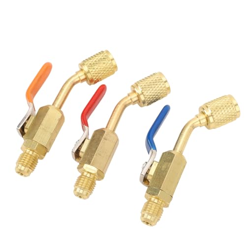 Válvula de bola compacta Alvinlite de latón de 1/4" con conexión SAE para mangueras de carga de refrigerante R410A, R134A, R12 y R22, válvula de cierre para sistemas de aire acondicionado y climatización HVAC miniatura 4