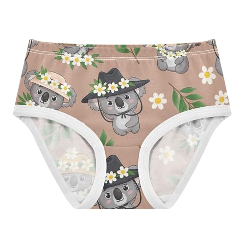 Cotton Girls Underwear Toddler Cartoon Cute Koalas Floral Brown Little Girl Panties Stylish Briefs Girls Undies 2t
