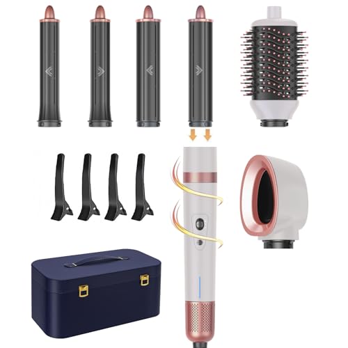 Cweixi マルチスタイラー(6 IN 1)収納ボックス付き コテ カールドライヤー 大風量3段階冷熱風量調節マイナスイオン 付属品6種 過熱防止機能熱風ブラシ1200W