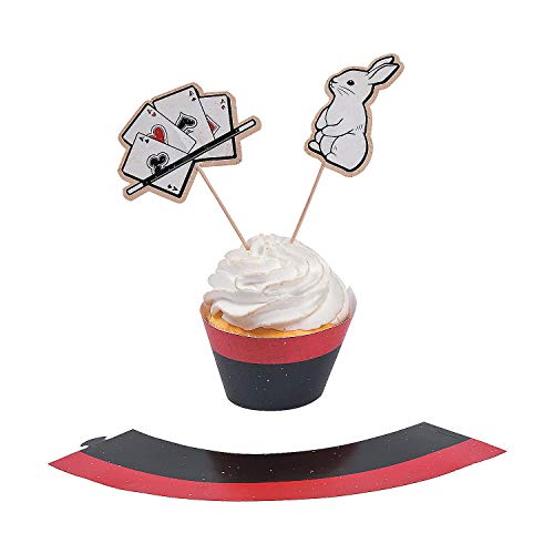Fun Express - Magical Party Cupcake Collars W/Picks for Birthday - Party Supplies - Serveware & Barware - Picks & Stirrers & Parasols - Birthday - 100 Pieces