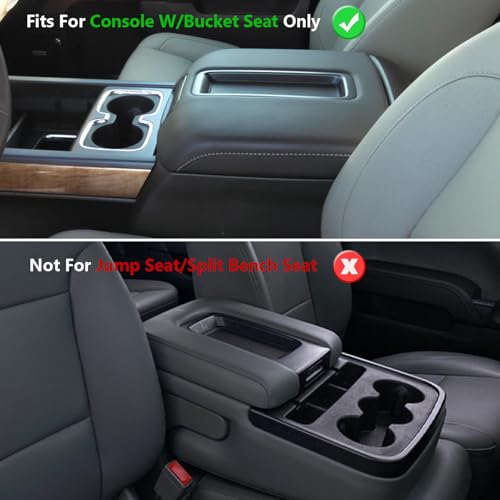 XYHGM Car Center Console Armrest Cover for Chevy Silverado &GMC Sierra 2014 2015 2016-2018 Leather Anti-Scratch Central Arm Rest Box Lid Seat Cover Protector Accessories(W/Bucket Seat,Black Stitches) by XYHGM - Used condition - Image 3
