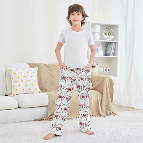 ZZXXB Monkey with Glasses Boys Long Pants Soft Trousers Elastic Waist Kids Lounge Bottoms with Pockets S-XL 5