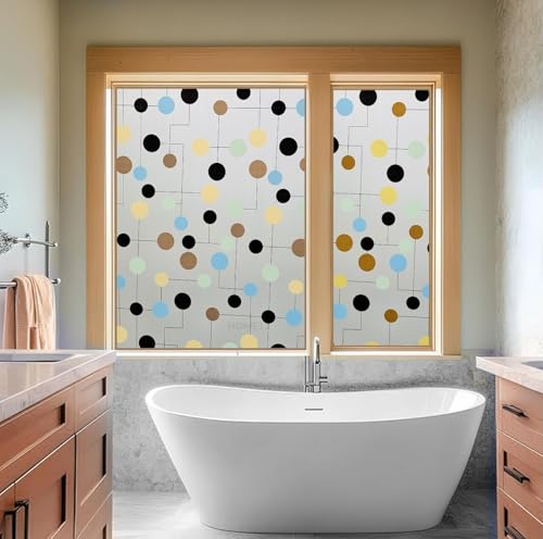Image of HOME13 Window Privacy Film Frosted Glass Film Decorative Window Sticker Removable Window Film Home Office Privacy Film Window Coverings (Color Dot, 2 Feet by 12 Feet)