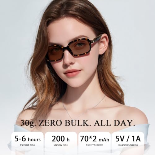 Image of GenXenon Tea Square Sleek Smart Translation Polarized Sunglasses Women