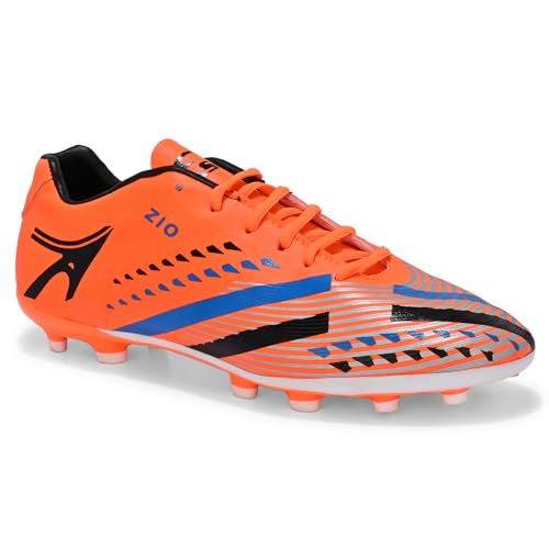 Image of PRO ASE SPORT Football Shoes with Rubber Studs - Ideal for Hard & Artificial Turf Surfaces | Orange, Black, Golden.